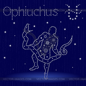 Alternative Zodiac sign Ophiuchus with snowflakes - vector clip art