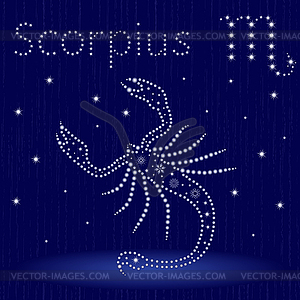 Zodiac sign Scorpius with snowflakes - vector image