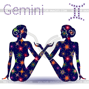 Zodiac sign Gemini stencil - vector clipart