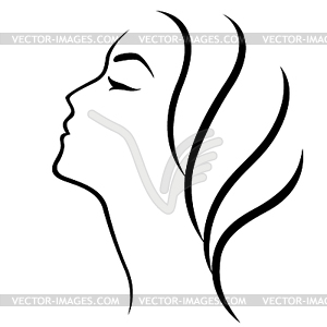 Female head abstract outline - vector clip art