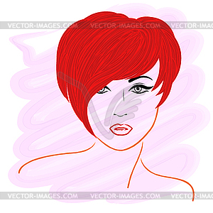 Model with short red hair - vector clipart