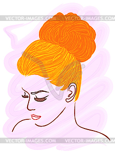 Gil with pulling orange hair - vector clipart