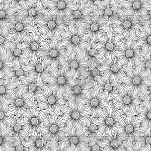 Seamless floral monochrome pattern - vector clipart