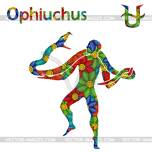 Alternative Zodiac sign Ophiuchus with stylized - vector image