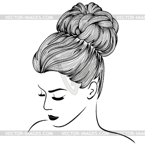 Attractive women with high gorgeous hair - vector image