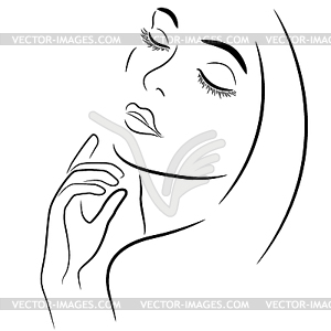 Lady with closed eyes - vector clipart