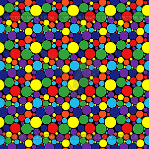 Seamless pattern with colourful circles over black - vector image