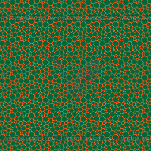 Seamless pattern with green circles over orange - vector image