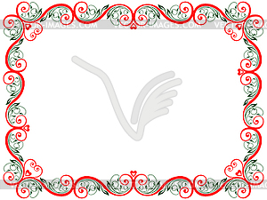 Красная и зеленая цветочная рамка из Валентина - векторный клипарт