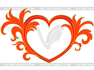 Валентинка с сердечком и листьями - изображение в векторе / векторный клипарт
