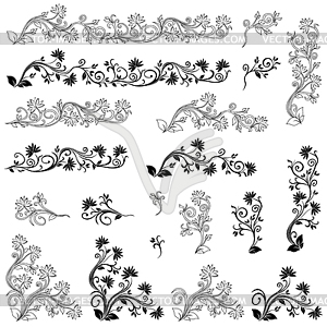 Set of swirl floral design elements - vector image