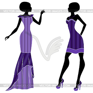 Graceful young ladies in long and short dresses - vector clip art