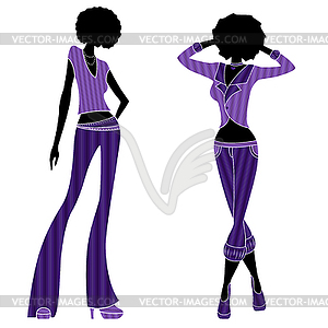 Attractive stylized female in pants - royalty-free vector image