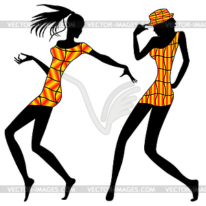 Dancing Modern Girls - color vector clipart