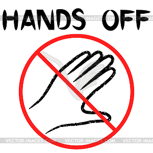 Crossed out hand in red circle - vector clipart