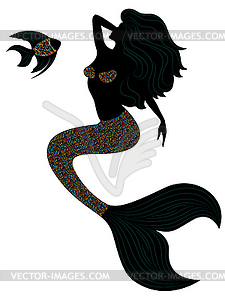 Slender Mermaid with fish - vector image