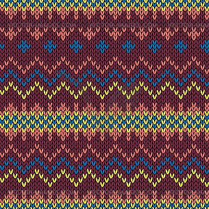 Seamless colorful knitted pattern - vector image