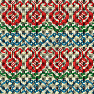 Ethnic knitted multicolor seamless pattern - vector clip art