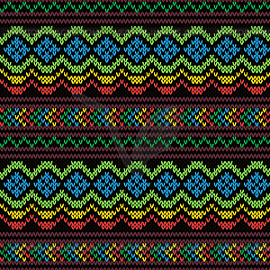 Этнический многоцветный бесшовный вязаный узор - векторное изображение клипарта
