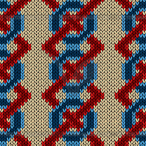Seamless knitting pattern with chains and zigzags - vector clipart
