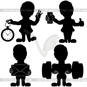 Conceptual silhouettes of four men - vector clipart / vector image