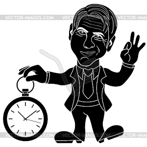 Gentleman holds clock - vector clipart