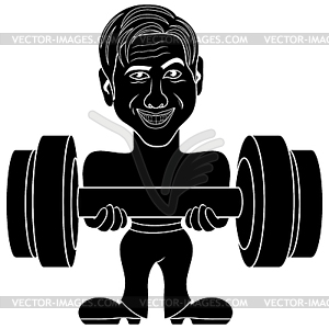 Sportsman holds big barbell - vector image