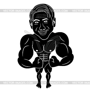 Bodybuilder shows his muscles - vector clip art