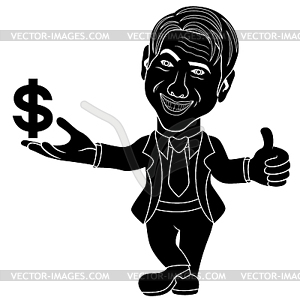 Men holds dollar sign - vector image