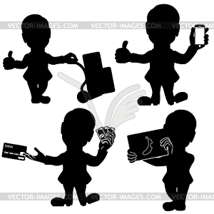 Set of man silhouettes in various situations - stock vector clipart