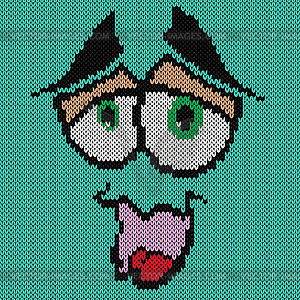 Amusing and modest knitting grimace - vector clip art
