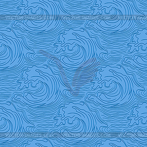 Seamless ornate sea pattern - vector image