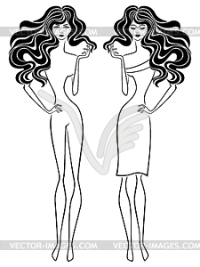 Two stylish women - vector clipart