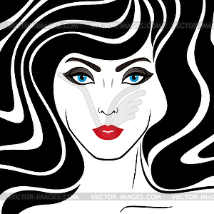 Stylized woman`s face - vector image