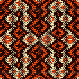 Seamless ornate knitted pattern - vector image