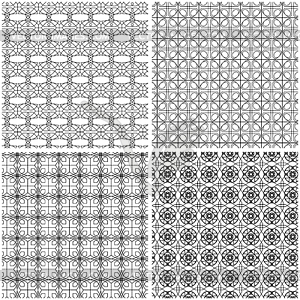 Four seamless abstract grids - vector image