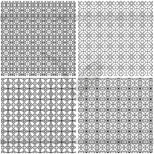 Four seamless abstract mesh patterns - vector clipart