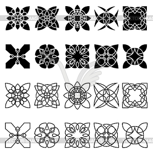 Набор из двадцати черных абстрактных фигур - иллюстрация в векторном формате