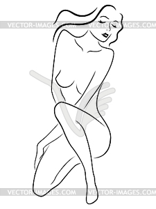 Contour of tender woman - vector clipart