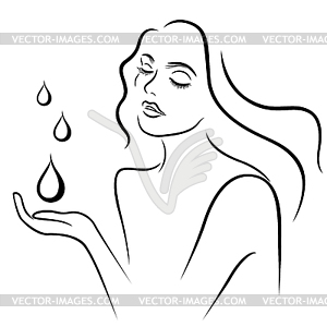 Graceful woman with three drops of water - vector clipart