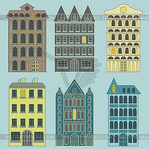 Set of colorful city apartment buildings - vector image