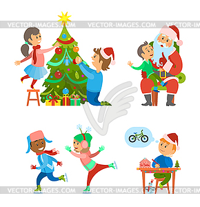 Christmas Holidays Preparation Tree Decoration - vector clipart