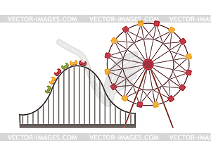Ferris Wheel And Roller Coaster Attraction Vector Eps Clipart