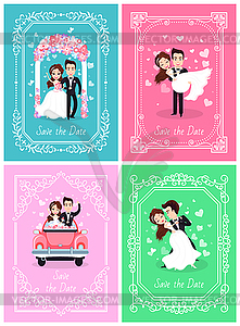 Gluckliches Paar Das Zusammen Wedding Steht Vector Clipart Vektorgrafik