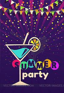 Sommer Zauber Party Plakat Cocktail Alkohol Getrank Vektorisiertes Clipart