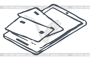 tablet and bank credit cards outline picture vector clipart vector images com