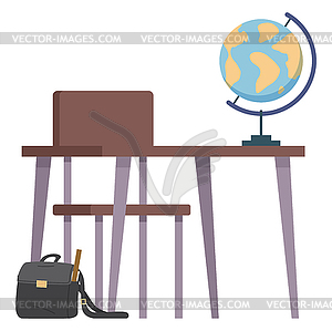 Schulklasse Arbeitszimmer Stuhl Und Schreibtisch Fur Den Unterricht Vektor Clipart Vektor Bild