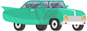 Green retro car for driving on road. Transport for - vector clipart