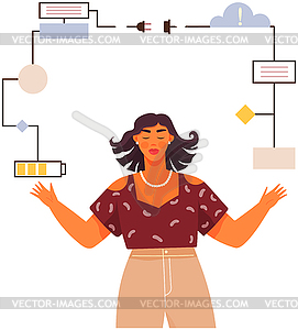 Woman with logical, analytical, strategic thinking - vector clipart