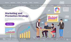 Marketing and promotion strategy concept. Colleague - royalty-free vector clipart